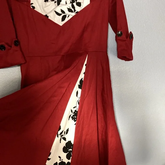 SWING DRESS/ Retro dress/ pin up dress/ maroon Size Lg - Picture 5 of 16